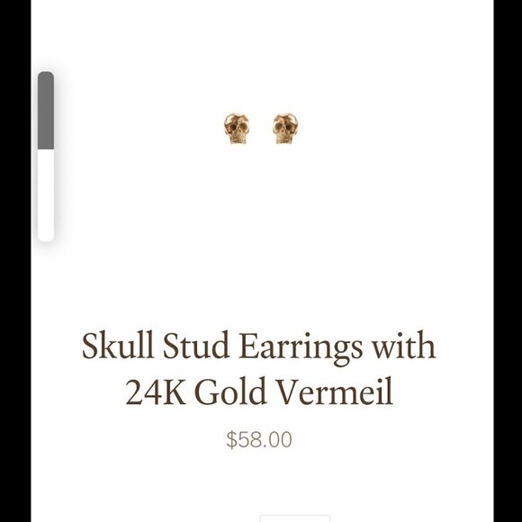 Skull Stud Earrings with 24K Gold Vermeil 💀 - Picture 1 of 5